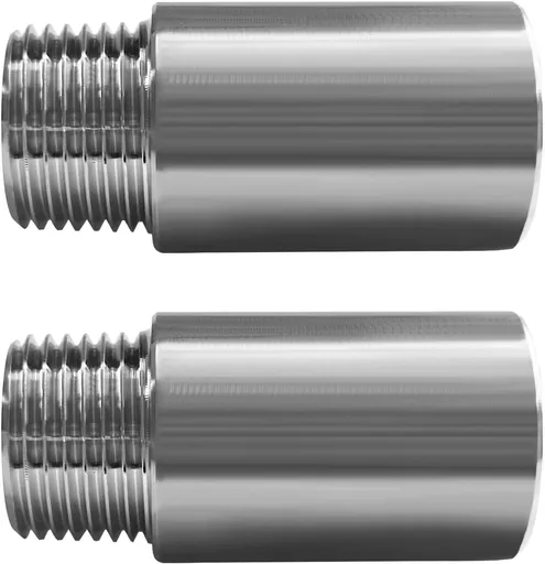Stainless Steel Pipe Fittings, 1/2" NPT Male x 1/2" NPT Female Threaded, 2" Length Nipple Cast Pipe (Pack of 2)