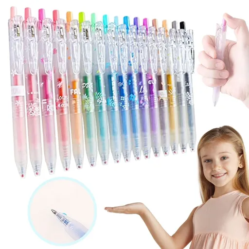 Glitter Gel Pens Set of 16, Glitter Pens Fine Tip Art Markers Set, Smooth Rollerball Tip, Art and Stationery Supplies
