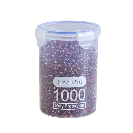 Clear Sealed Food Containers, 800ml Plastic Stackable Leakproof Storage Jar with Locking Lid, Kitchen Gadget for Rice Beans Storage C