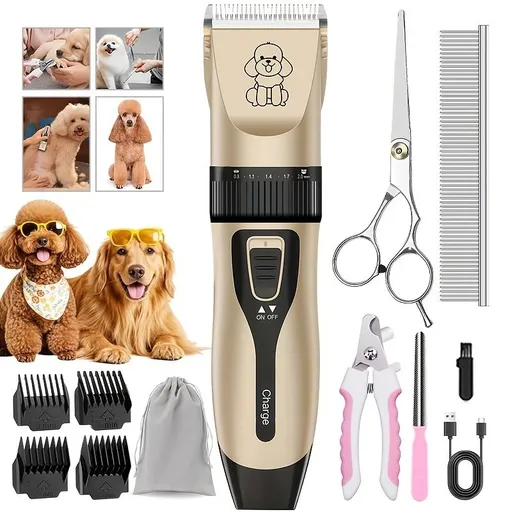 Quiet Pet Grooming Clipper Set for Home Use, Rechargeable Professional Grooming Clipper, Complete Grooming Tool Kit