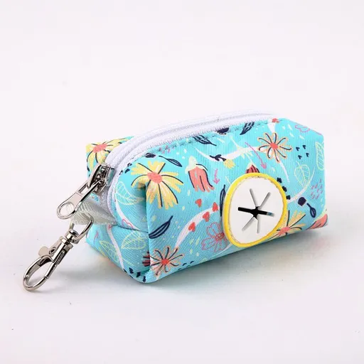 New Arrival Floral Print Dog Waste Bag Dispenser Carrier – Premium Durable Poop Bag Holder with Metal Clip, Cross-Shaped Pull Hole, Ideal for Leash Attachment, Outdoor Walks, and Key Storage (1103A)