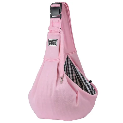 Pet Sling Carrier Lightweight Breathable Adjustable Padded Strap Reversible Design Pink