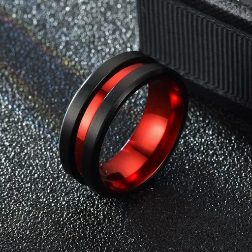 Tengsure Stainless Steel Ring Red Black 8mm 8mm red between Black No. 9