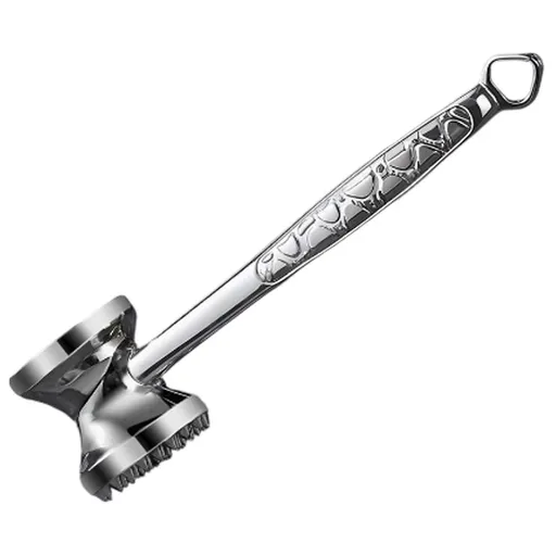 Meat Tenderizer, Dual-Sided Mallet with Flat Smooth Surface & 50 Sharp Needle Points, Stainless Steel Kitchen Hammer, Even Pounding Hammer, Heavy Duty Food Pounder for Fish Poultry