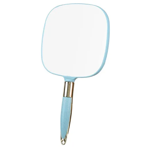 Round Hand Held Mirror for Makeup Hand Mirror (Pink And Blue) Handheld Mirror, Hand Mirror with Handle for Make up, Square