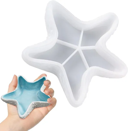 Starfish Tray Silicone Mold, Candle Holder Jewelry Plate Silicone Mold for Epoxy Resin, Trinkets Container Storage Dish Mould for Resin Concrete Cement Art Craft DIY Home Decor