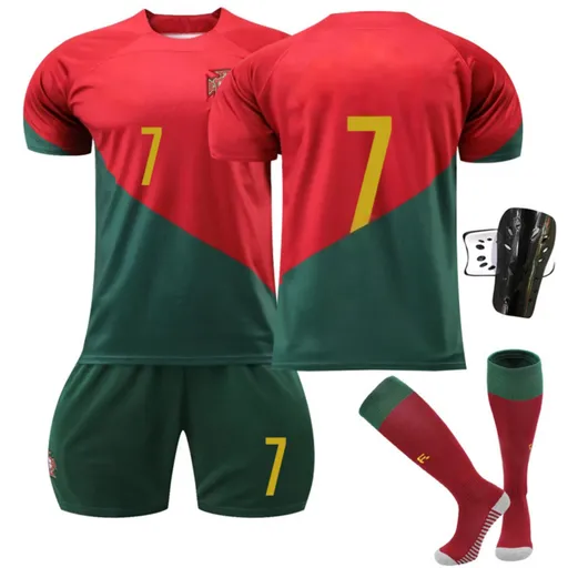 Unisex Kids 3‑Piece Football Jersey Set, Short Sleeve Soccer Outfit with Shorts and Socks for 140‑150cm Height Children