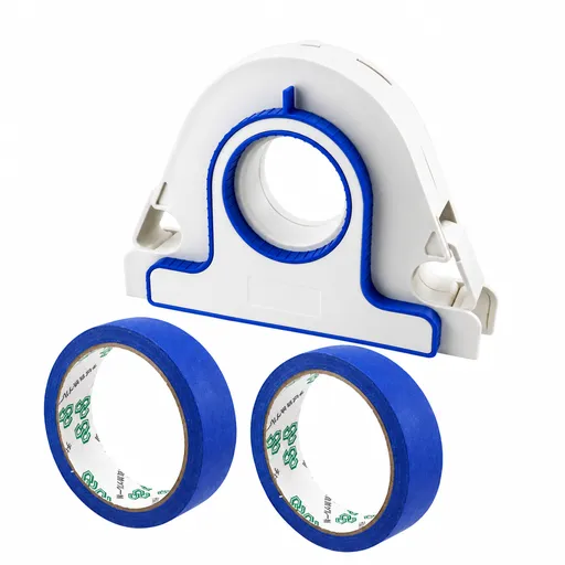 Painters Masking Tape Dispenser Handheld Tape Applicator Tool for Wall Edge Trim Door Frame Window Border Painting Preparation Quick Straight Tape Laying (Grout Tool + 2 Rolls Blue Masking Tape)
