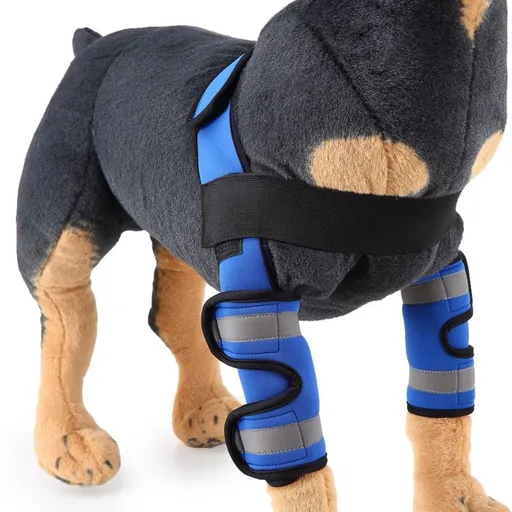 Dog Canine Shoulder Brace with Reflective Stripes Front Leg Elbow Protector for Arthritis Recovery Wounds Healing Prevents Injuries Sprains, Neoprene Sport Protect Joint Wrap - Blue - Size S
