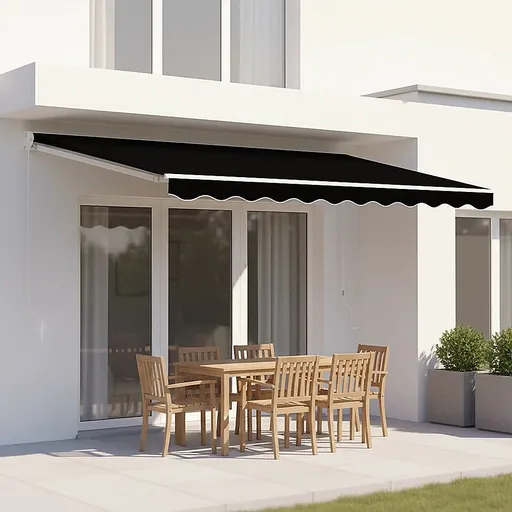Folding Arm Awning – 3x2.5m Black Retractable Outdoor Shade
