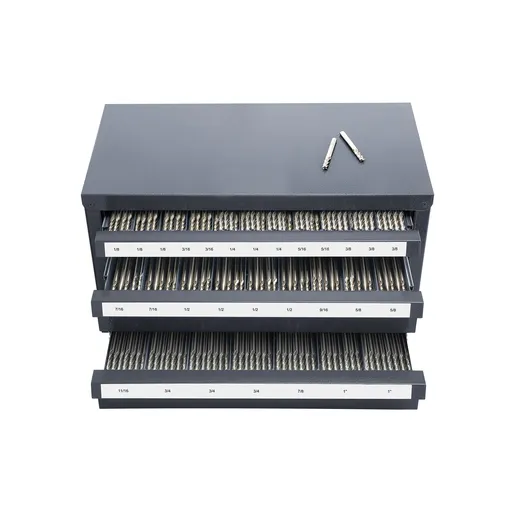 End Mill Dispenser Cabinet, Three-Drawer End Mill Organizer Cabinet for 1/8" to 1", Steel End Mill Dispenser Organizer Cabinet with Labels, 29-Compartment Stackable for End Mill Storage