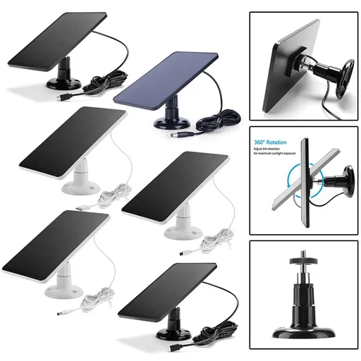 Solar Panel for Camera: 4W Outdoor Solar Charger with 9.84ft Cable! C Black Smile Home C White