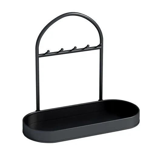 Versatile Entryway Storage Rack Waterproof Metal Key Holder Decorative Desktop - Black