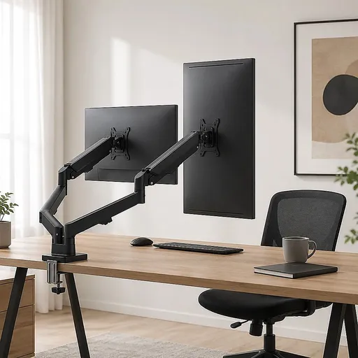Dual Arm Monitor Desk Mount Bracket Spring Assisted 17–32 Inch Full Motion