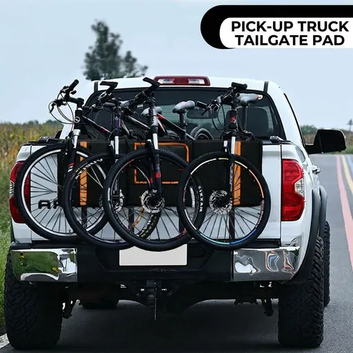 Tailgate Bike Pad with Webbing Straps – Heavy-Duty Scratch-Proof Bumper Protector for Secure Outdoor Bike Transport, Fits 1 or 5 Bikes, with Storage Pockets and Reversing Camera Clearance (Webbing strap type‑fits 1 bike)