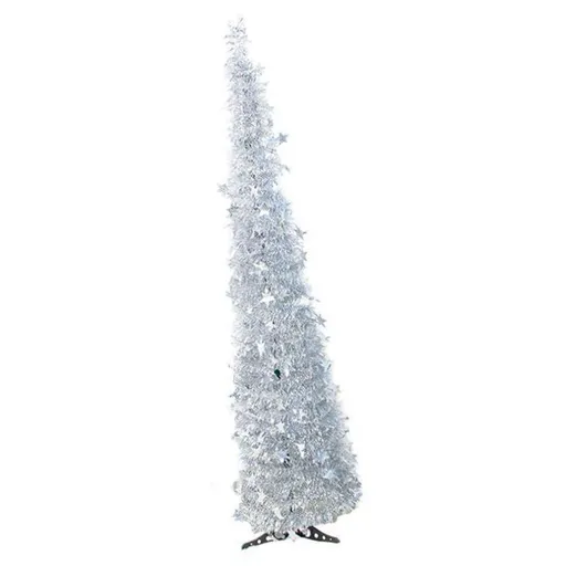 Xmas Tree PVC Star Glitter Festive Foldable Xmas Tree Figurine Decoration for Home Hotel Silver