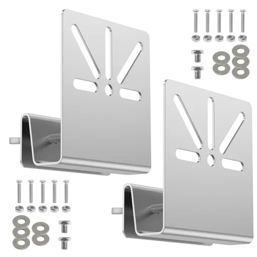 2 Pack Gutter Mount Brackets, Stainless Steel Drill Free Holder for Solar Security Cameras
