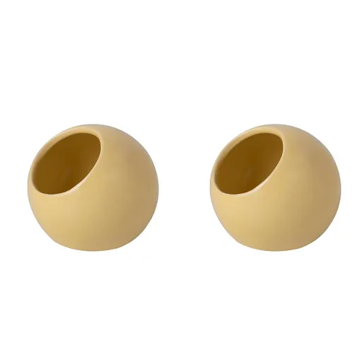 Anti-Splash Ceramic Parrot Feeder Bowl Yellow（Pack of 2）- Gnaw-Resistant Bird Food Dish with Stable Base, 150ml Capacity, Smooth Glaze Finish for Small Birds