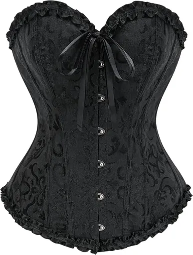 Black Lace Waist Push Up Corset Top Bustier Bodysuit Shapewear for Women