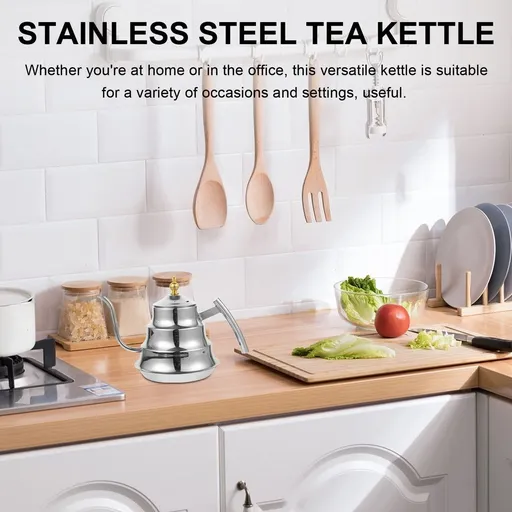 Stainless Steel Metal Water Kettle with Handle and Built-in Filter, Teapot for Home Brewing