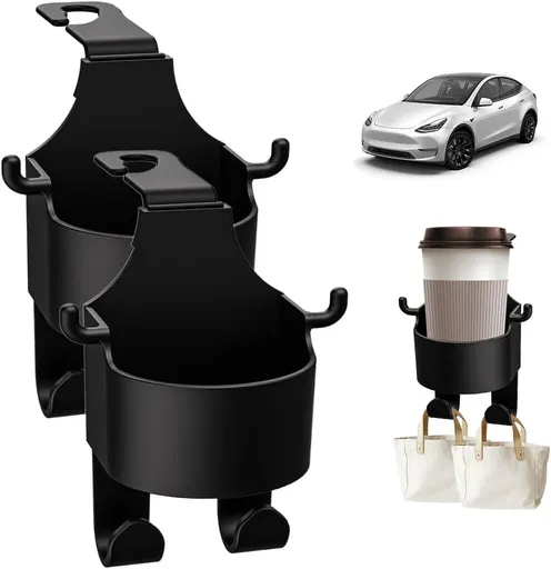 Multifunctional Hook for Car Seat Back, 2024 New 3 in 1 Car Hook Backseat Cup Holder for Car Fits Universal Vehicle, Upgrade Multifunction Seat Cup Holder Hook for Car Cup Holder (2)