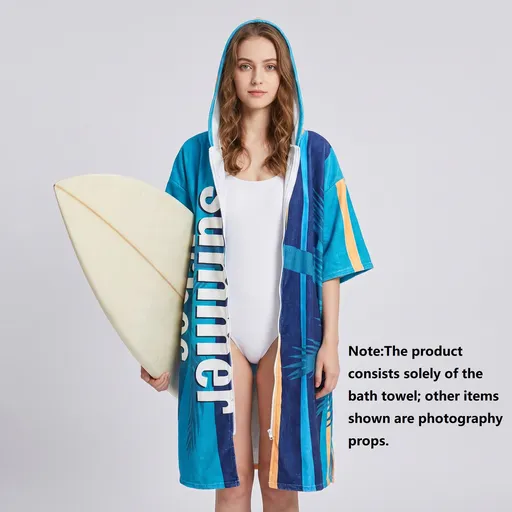 2 pack Quick Dry Microfiber Surf Poncho Towel（Style 5）- Hooded Changing Robe with Zipper - Lightweight Beach Wrap for Swimming Travel