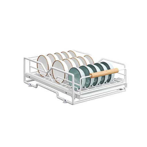 Pull Out Storage Rack Kitchen Dish Bowl Organiser Carbon Steel 40 x 30 x 13cm - Bowl Rack