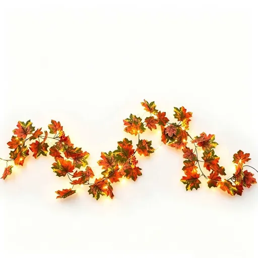 Artificial Maple Leaf Berry Garland for Thanksgiving Fall Decor, 78.74 Inch Autumn Vine with Faux Maple Leaves and Berries for Front Door Mantel Fireplace Indoor Outdoor Decoration B