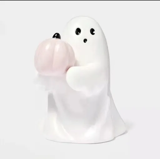 Halloween Resin Middle Finger Ghost Decorations 8CM Pink Pumpkin Ghost with Spranks for Garden and Crafts