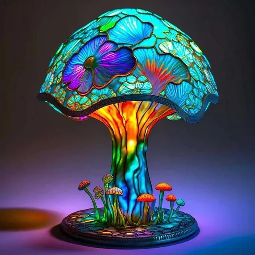 Painting Mushroom Table Lamp, New Stained Glass Plant Night Light,Bohemian Resin Mushroom Decorative Bedside Lamp