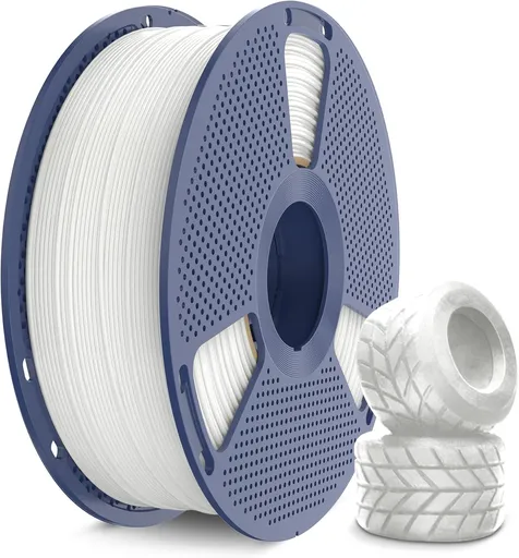 TPU 3D Printer Filament 1.75mm, Flexible 95A TPU Filament, 1KG Soft 3D Filament for Fast Printing, Dimensional Accuracy +/- 0.03mm, Fit Most FDM 3D Printers, TPU White