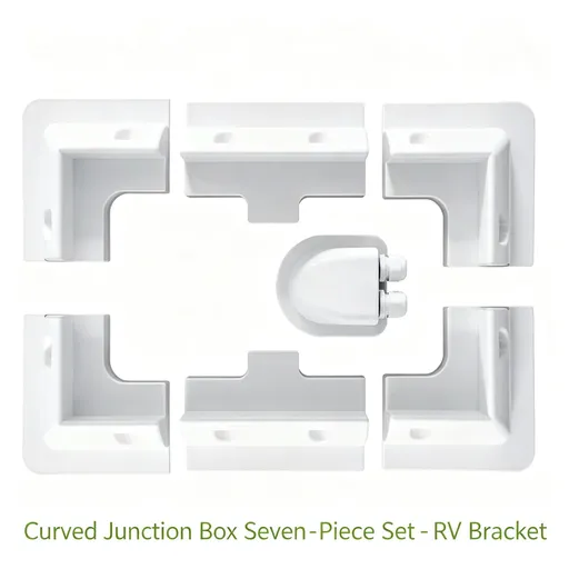 White 7-Piece Curved Dual-Hole Solar PV Full Kit | Halloween Complete RV Solar Gift | Full ABS Bracket & Waterproof Roof Junction Box Set