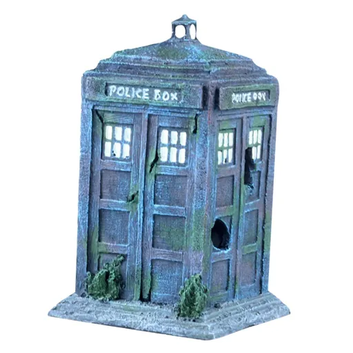Aquarium Fish Tank Ornament Police Box Telephone Decorations for Fish and Shrimp to Cave Hideouts for Hiding Police One Size