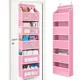Wall-mounted doll rack with hooks, multi-functional storage rack, pink dolls, can be hung on a door