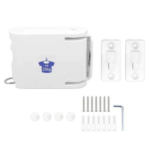 4.2m Thickened Retractable Clothesline Concealed Positioning Buckle Indoor Room Wall Mounted Clothes Line White