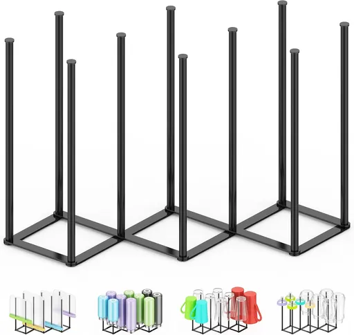 Collapsible Bottle Drying Rack, Foldable Baby Bottle Drying Rack, Portable Drainer Stand Holder for Water Bottles, Cup, Reusable Silicone Bag, Cutting Board (Black)
