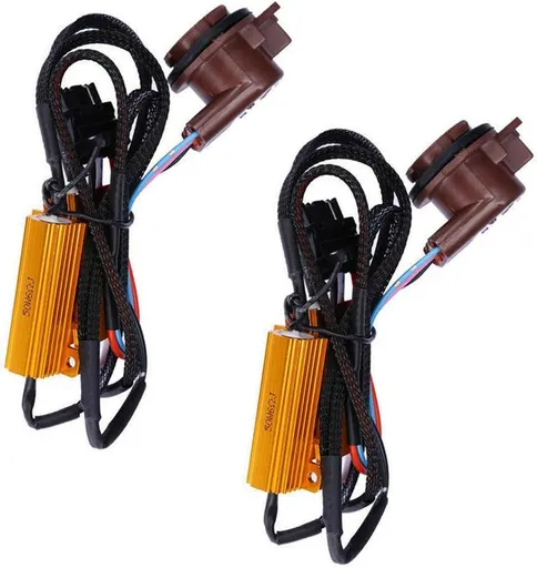 2 PCS 3157 Car LED Bulb Load Resistors, T20 3157A 4157 Bulb Anti-flicker Error Decoder, Plug and Play Carlight Warning Canceller & Harness, Modification Part for Most Cars (Multicolored)