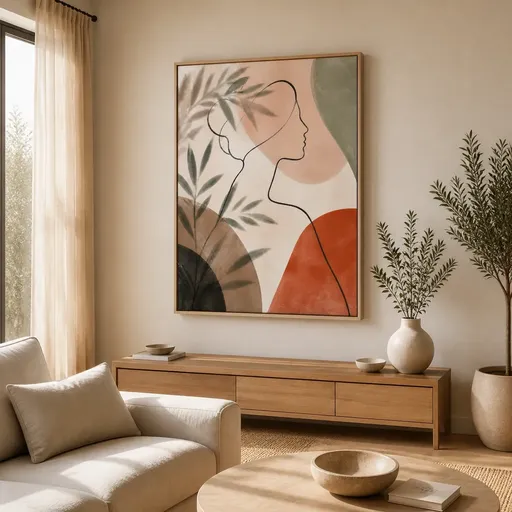 Quiet Muse Floating Frame Canvas Wall Art - Portrait - 40W x 50H cm - Natural Birch