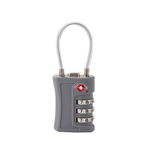 TSA Approved Cable Combination Padlock 3-Digit Security Lock Durable Steel Wire Grey