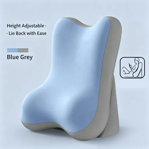 Multi-Function Split Back Support Pillow Bed Sofa Reading Cushion Neck Lumbar Protection Blue Grey Color Block Standard Suitable for Christmas Gifting