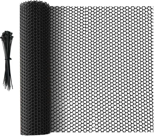 Plastic Fencing Net - 40 cm * 3 m - Chicken Wire - Cat Net - Dog Fencing - Bird Net - Pet Trap Net - Garden Mesh - Plastic Mesh - Plant Net - with 20 fixed straps - for dogs, cats, chickens and other small animals - Black