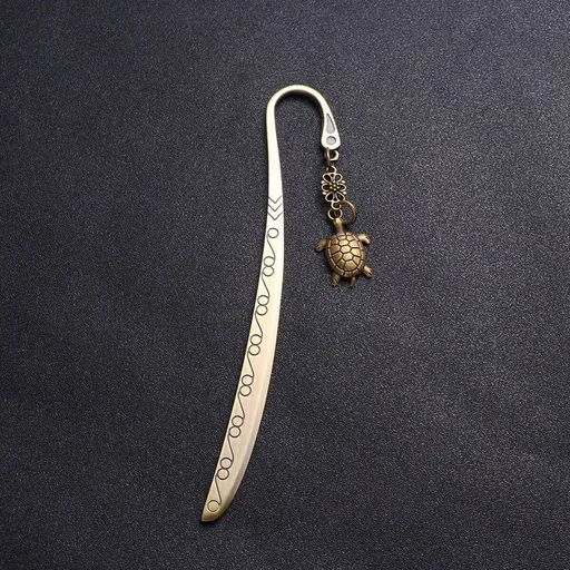 1Pc Animal Pendant Metal Bookmark Creative Vintage Pattern Bookmark Stationery Supplies for Office School (Little Turtle Pendant)