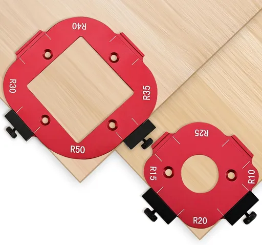 2 Pack Router Corner Radius Template, Premium Aluminum Alloy Router Corner Rounding Jig for Woodworking, 8-in-1 Arc Cutting Guide Set (R10-R50), Fits Trim, Handheld, and Table Routers