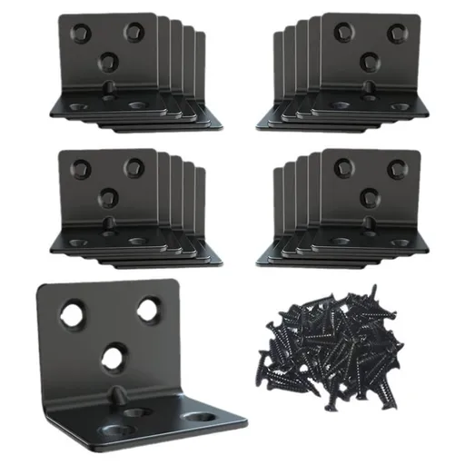 Black Stainless Steel Shelf Bracket,Joint Right Angle Bracket,L Shape Heavy Duty Metal Corner Brace Shelf Supporter for Wood 10pcs