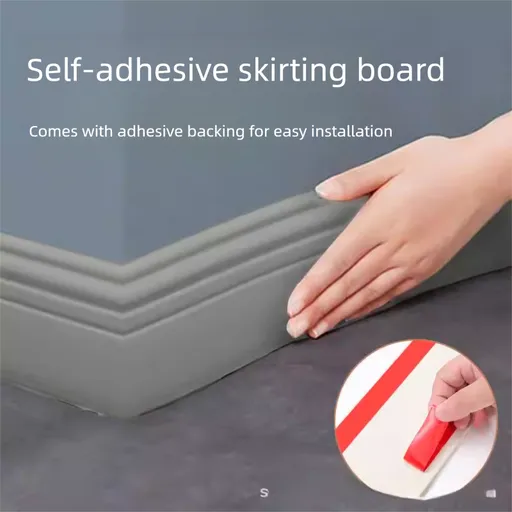 Grey 3-Meter Self-Adhesive Reinforced Skirting Board – 10 cm Wide Wall Decorative Trim for Home Interior