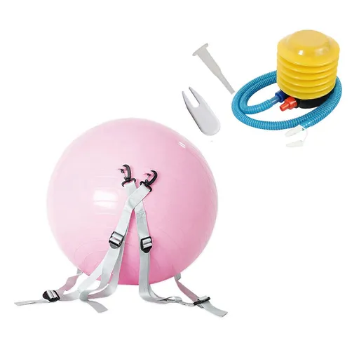 Pink Rebound Yoga Ball with Adjustable Shoulder Belt & Pump 45cm Inflatable Exercise Ball for Core Training Stretching Yoga Fitness