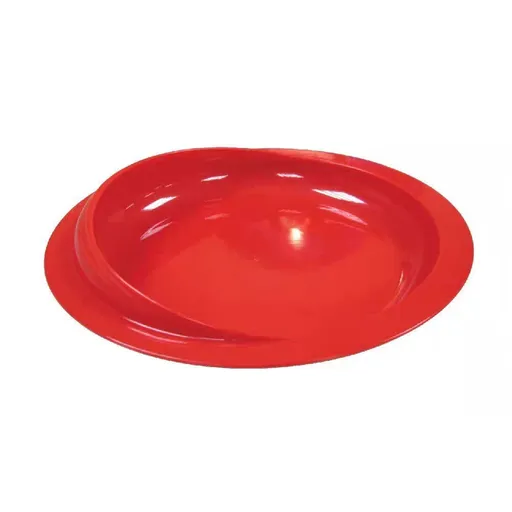 Spill-Proof Scoop Plate, 9" - Dish with Wall for Disabled, Handicapped, Elderly Adults with Special Needs from Parkinsons, Dementia, Stroke, Tremors with - Non Skid Padded Bottom - Red / 1 Pack