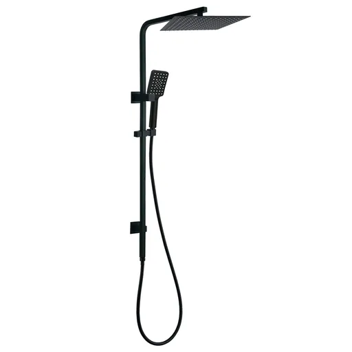 Dual Shower Square Large 12" Rainfall Head 3 Modes Handheld Wall Rail Matt Black