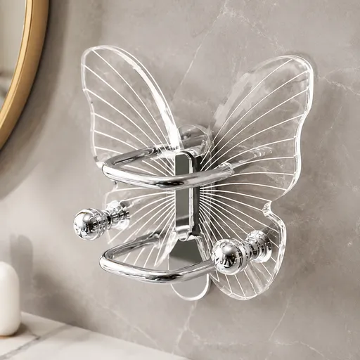 Transparent Butterfly Rhinestone Comb Holder, Wall-Mounted Brush Organizer for Bathroom Vanity, Jewelry Display, Hair Accessory Storage (transparent)