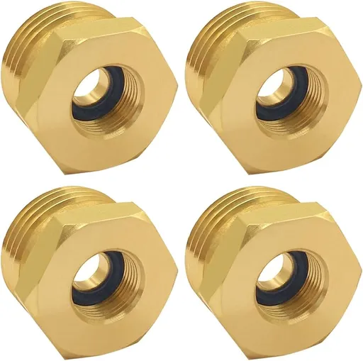 4PCS 3/4 GHT Male to 3/8 Compression Female Bushing Pipe Fitting, Brass Reducer Faucet Connector Water Hose Adapter, Garden Hose to Supply Line Adapter for RV Kitchen Bathroom Plumbing